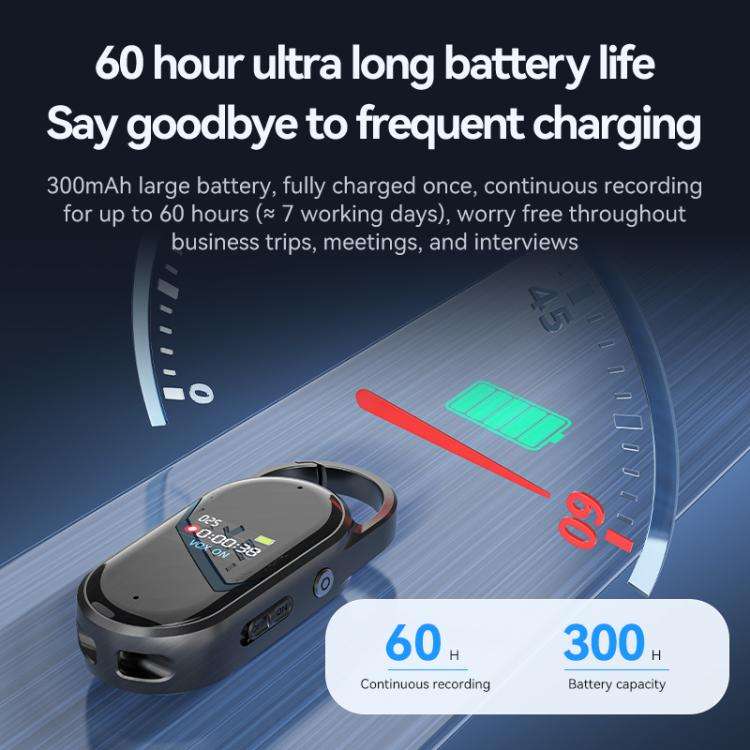 S29 0.42-inch TFT Display Portable Keychain Voice Recorder, Memory:32GB(Black)