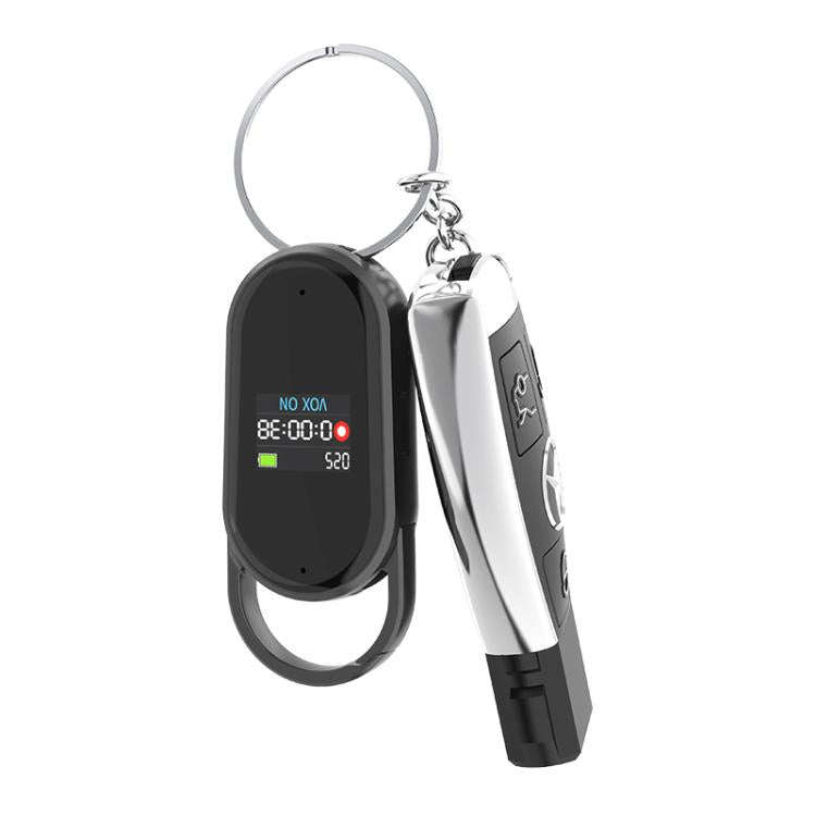 S29 0.42-inch TFT Display Portable Keychain Voice Recorder, Memory:128GB(Black)
