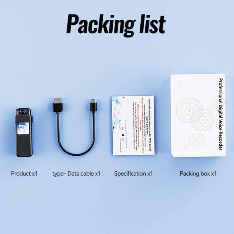V23 0.85-inch IPS Display Portable Motion HD Camera & Voice Recorder, Memory:8GB(Black)