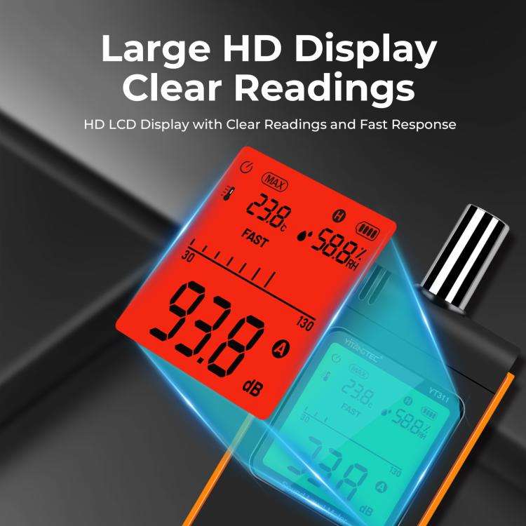 YT311 High Precision Digital Sound Level Meter Support Temperature and Humidity Measurement(Black...