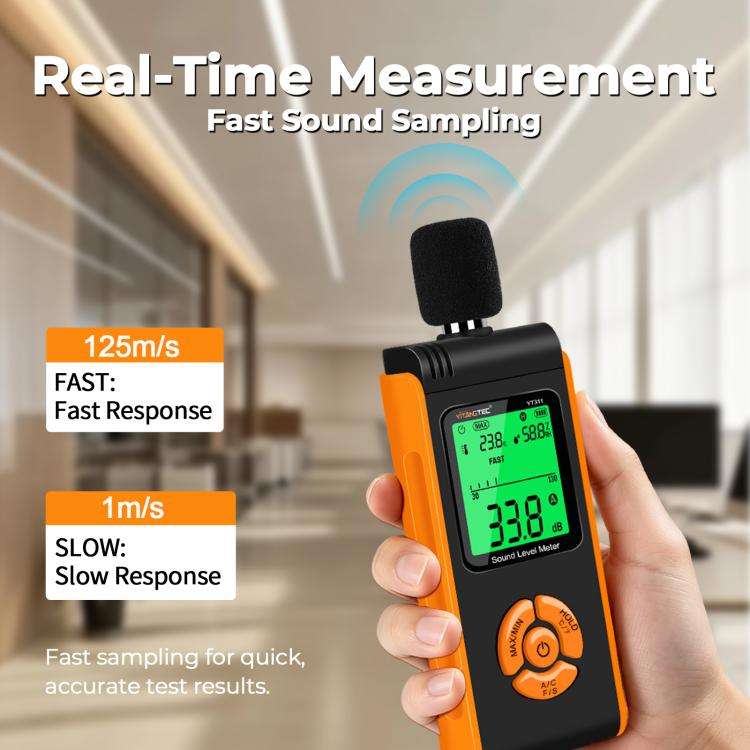 YT311 High Precision Digital Sound Level Meter Support Temperature and Humidity Measurement(Black...