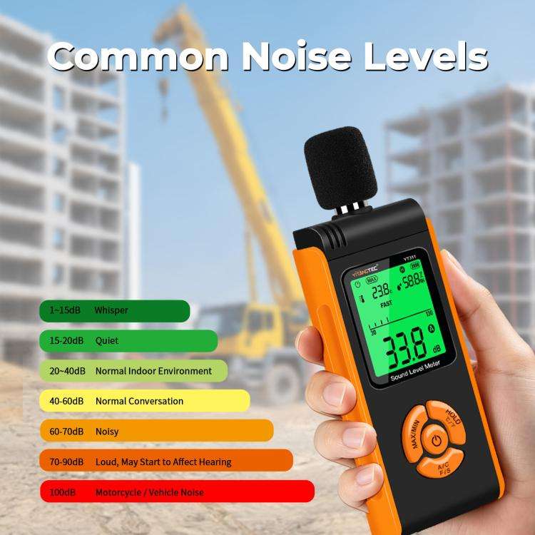 YT311 High Precision Digital Sound Level Meter Support Temperature and Humidity Measurement(Black...