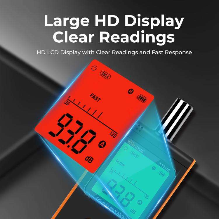 YT311S High Precision Digital Sound Level Meter, Measurement Range: 30130dB(Black Orange)