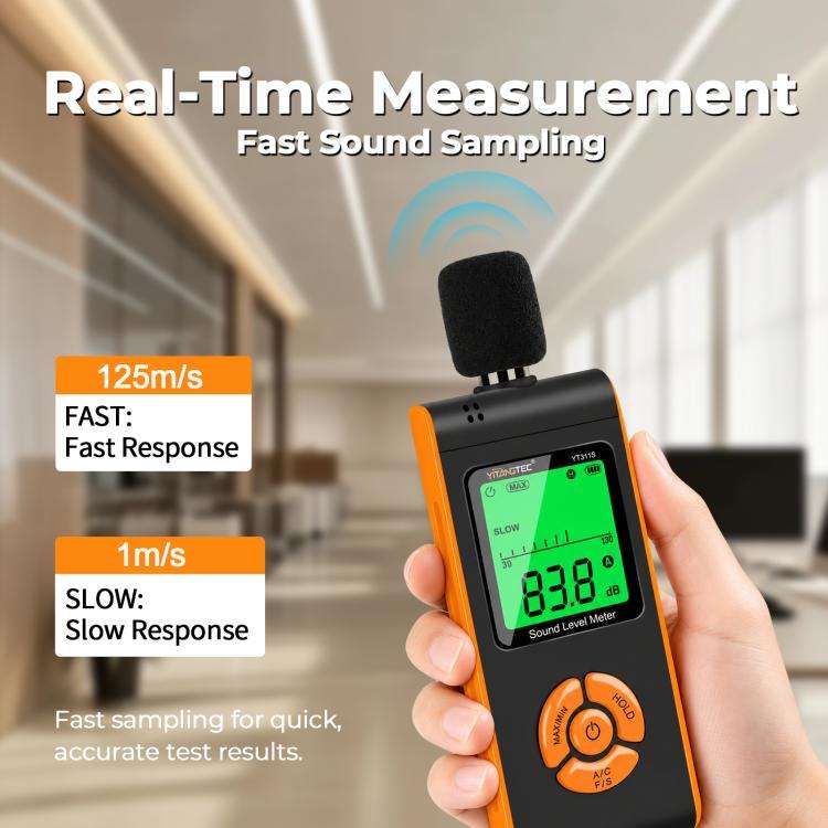 YT311S High Precision Digital Sound Level Meter, Measurement Range: 30130dB(Black Orange)