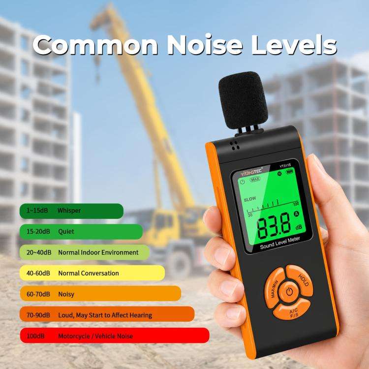 YT311S High Precision Digital Sound Level Meter, Measurement Range: 30130dB(Black Orange)