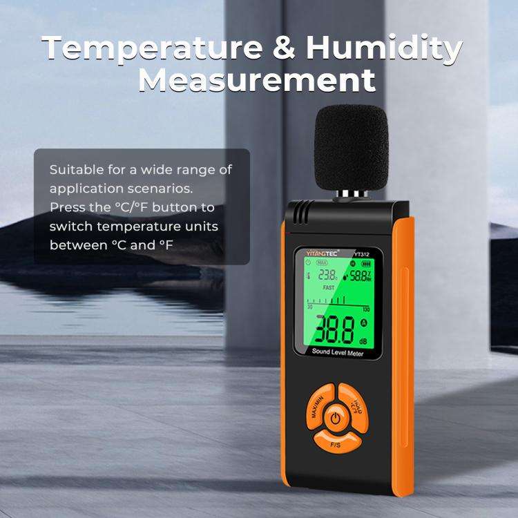 YT312 High Precision Digital Sound Level Meter Support Temperature and Humidity Measurement(Black...