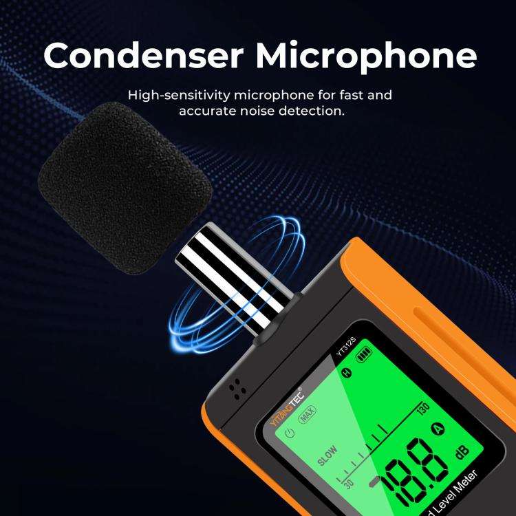 YT312S High Precision Digital Sound Level Meter, Measurement Range: 30130dB(Black Orange)