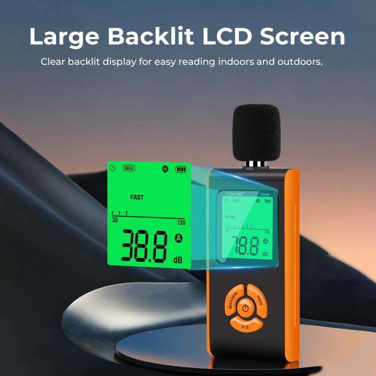 YT312S High Precision Digital Sound Level Meter, Measurement Range: 30130dB(Black Orange)