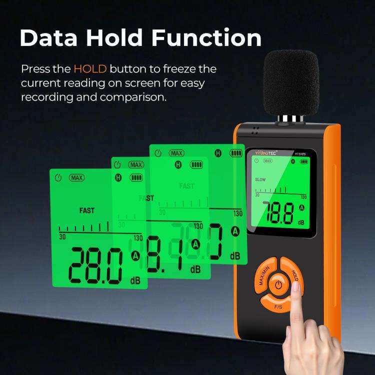 YT312S High Precision Digital Sound Level Meter, Measurement Range: 30130dB(Black Orange)