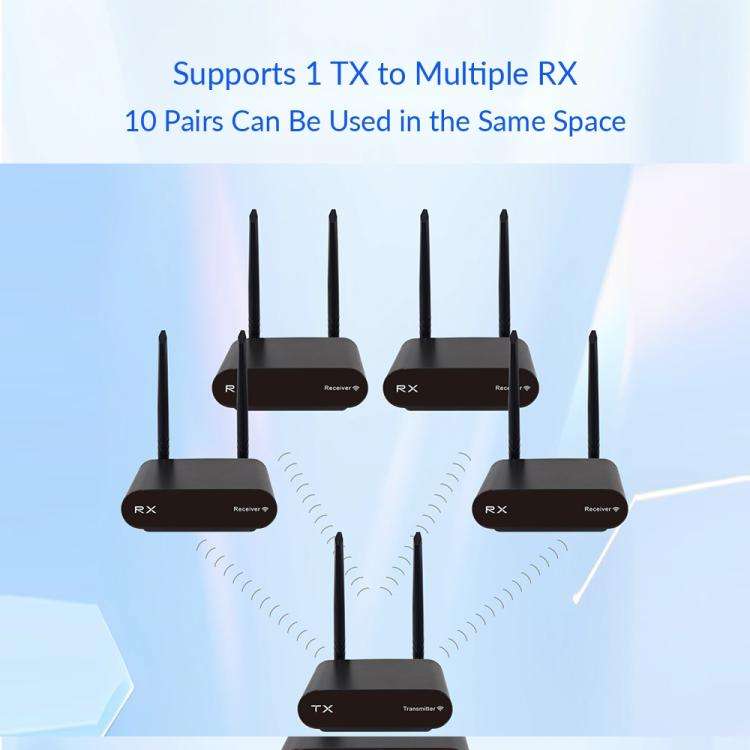 AU680 Audio Transmission Adapter Wireless Speaker Transmitter and Receiver Kit, EU Plug(Black)