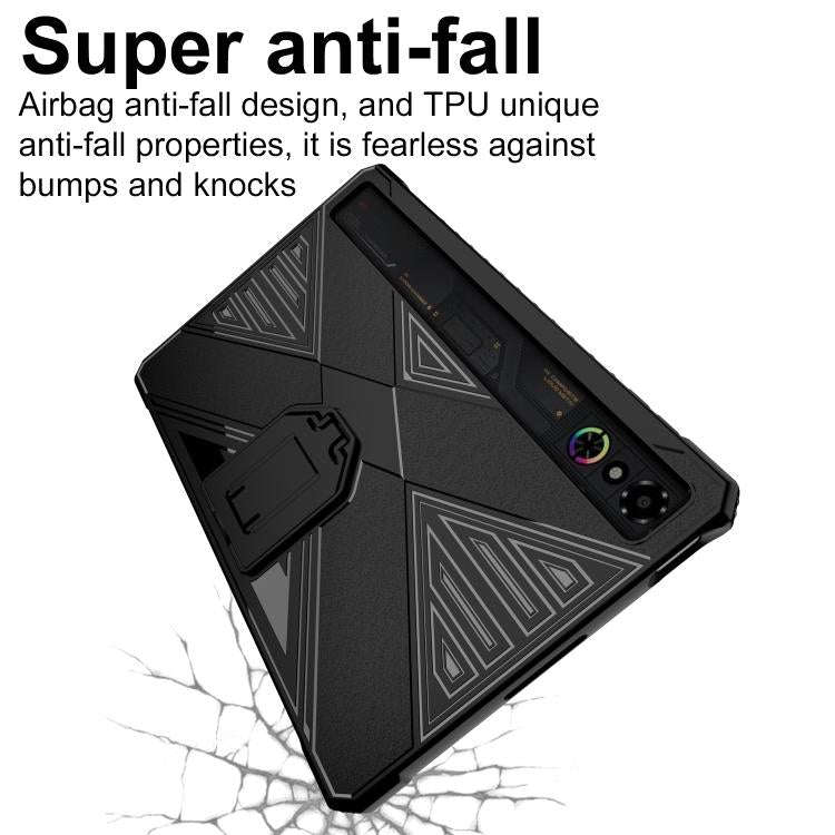 For ZTE RedMagic Astra / Tablet 3 Pro X-Type TPU Shockproof Tablet Case with Holder(Black)