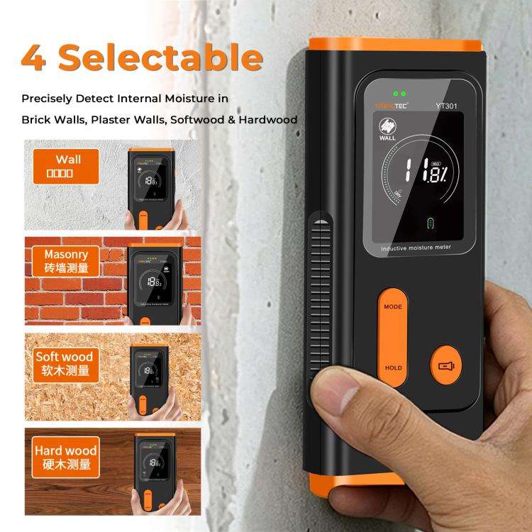 YT301 Non-destructive Inductive Moisture Tester(Black Orange)