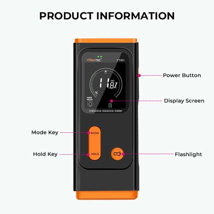 YT301 Non-destructive Inductive Moisture Tester(Black Orange)