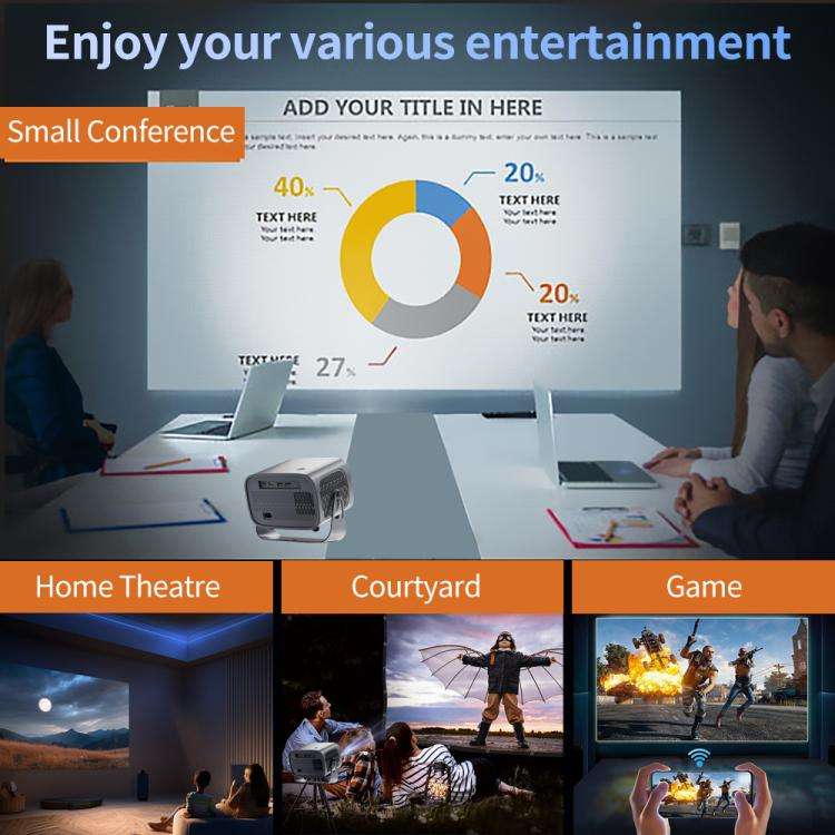 A10 Plus Android 11 360 Degree Rotating Wireless WiFi HD Projector, Plug Type:US Plug(Gray)