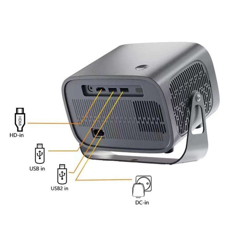 A10 Plus Android 11 360 Degree Rotating Wireless WiFi HD Projector, Plug Type:US Plug(Gray)