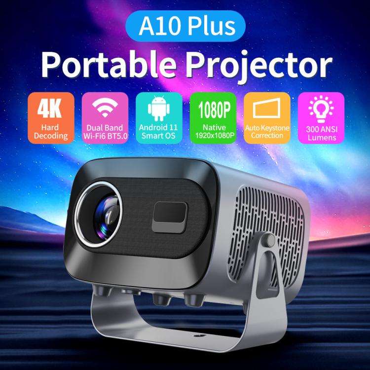 A10 Plus Android 11 360 Degree Rotating Wireless WiFi HD Projector, Plug Type:UK Plug(Gray)