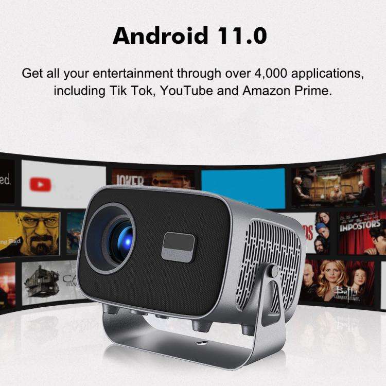 A10 Plus Android 11 360 Degree Rotating Wireless WiFi HD Projector, Plug Type:AU Plug(Gray)