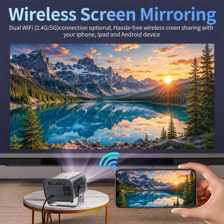 A10 Plus Android 11 360 Degree Rotating Wireless WiFi HD Projector, Plug Type:US Plug(Gray)
