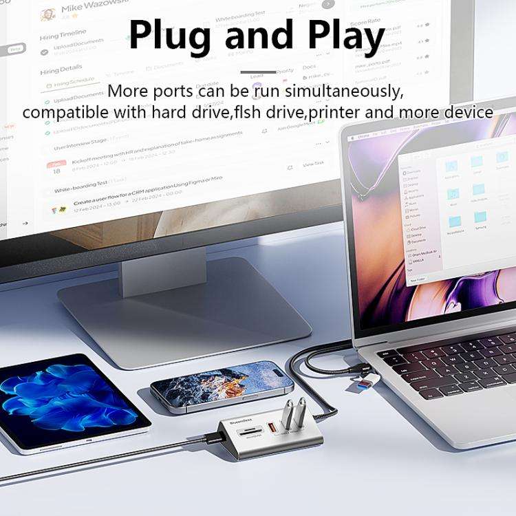 Blueendless Type-C / USB-C Port Multifunctional HUB Docking Station, Specification:4 Ports Hub(Grey)