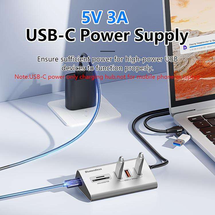 Blueendless Type-C / USB-C Port Multifunctional HUB Docking Station, Specification:5 Ports Hub(Grey)