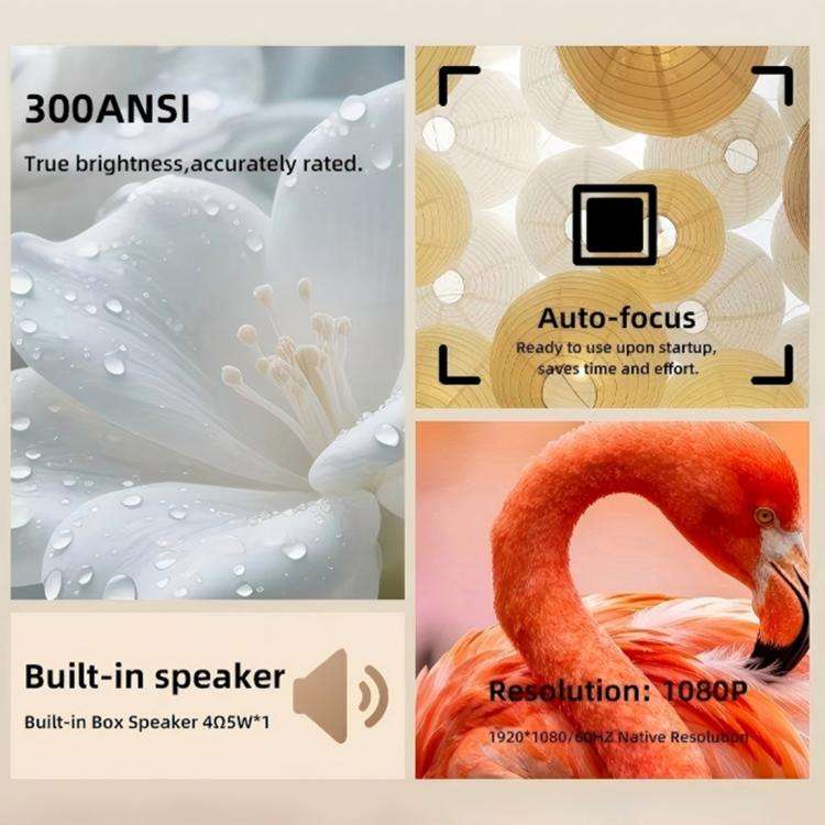 A53 Android 13 Ultra HD Auto Focus Compact LED Projector, Plug Type:UK Plug(White)