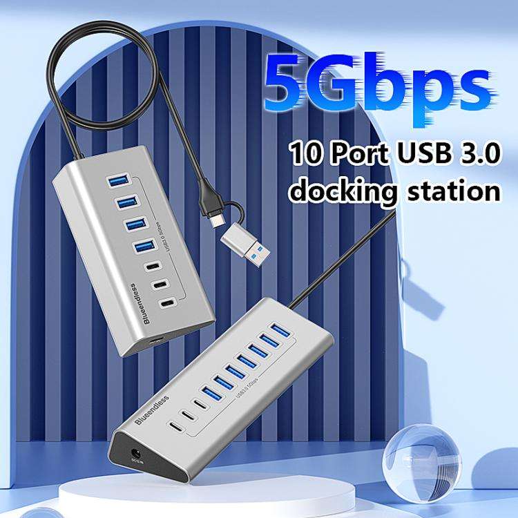 Blueendless Type-C / USB-C 2 in 1 Multifunctional HUB Docking Station UK Plug, Specification:7 Po...