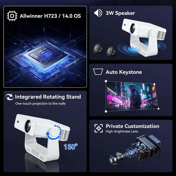 C880 Portable HD Outdoor Mini Projector for Home Use, Plug Type:EU Plug(White)