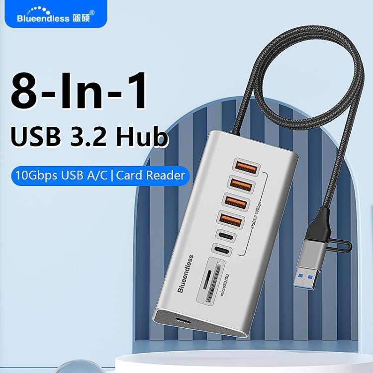 Blueendless HU806 Multifunctional 8 Ports Type-C / USB-C Port HUB Docking Station, Specification:...