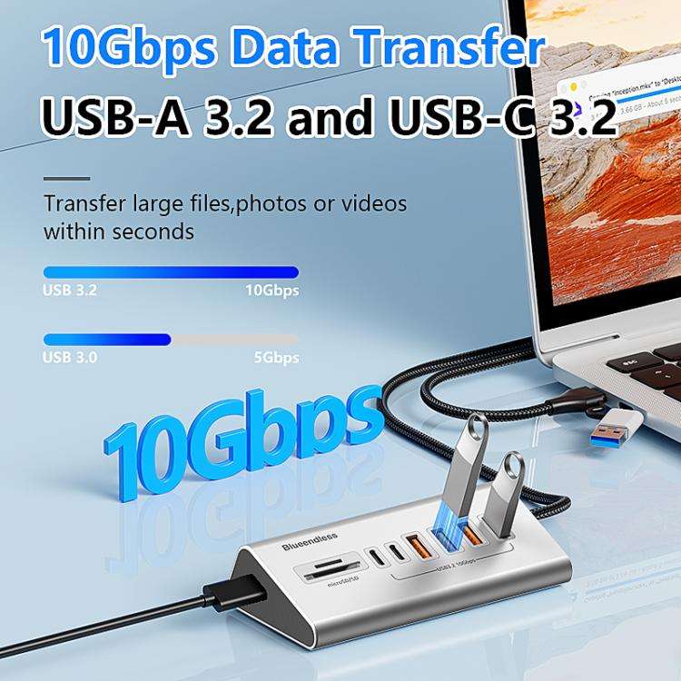 Blueendless HU806 Multifunctional 8 Ports Type-C / USB-C Port HUB Docking Station, Specification:...