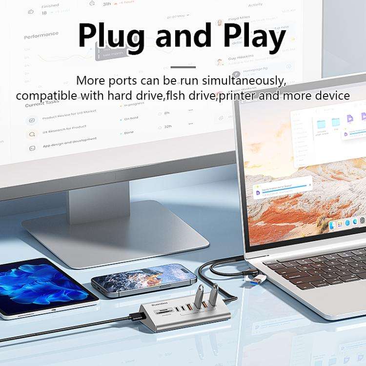 Blueendless HU806 Multifunctional 8 Ports Type-C / USB-C Port HUB Docking Station, Specification:...