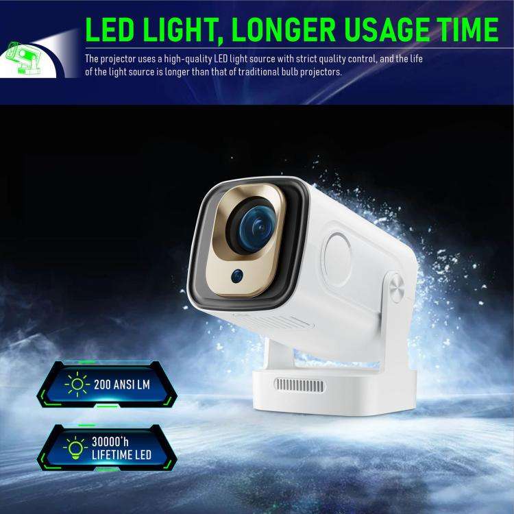 HY260 Pro 4K 1080P Portable Dual-Band WiFi Wireless Screen Mirroring HD Projector, AU Plug(White)