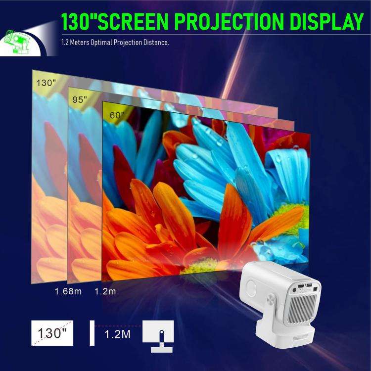 HY260 Pro 4K 1080P Portable Dual-Band WiFi Wireless Screen Mirroring HD Projector, US Plug(White)