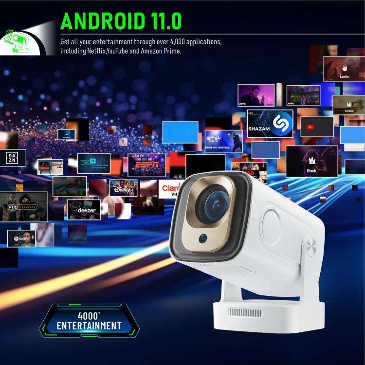 HY260 Pro 4K 1080P Portable Dual-Band WiFi Wireless Screen Mirroring HD Projector, US Plug(White)