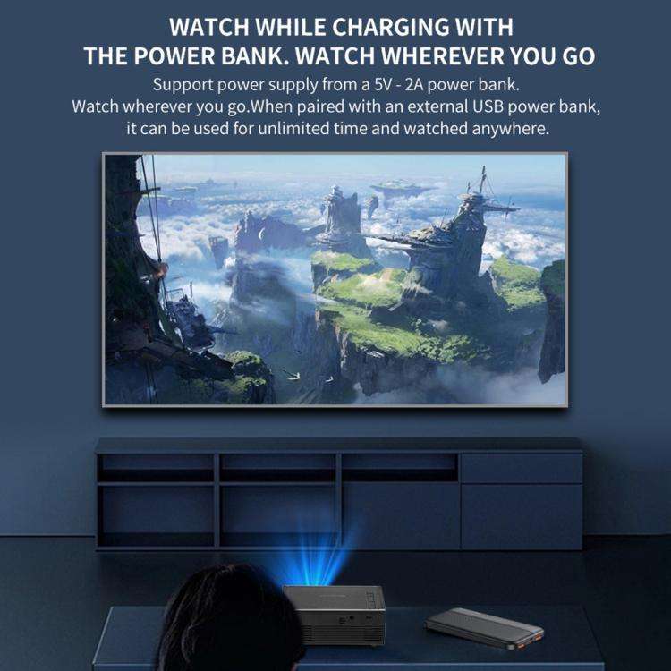 M200S 1080P High Definition Portable Mini LED Projector, Plug Type:UK Plug(Black)