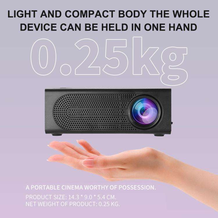 M200S 1080P High Definition Portable Mini LED Projector, Plug Type:UK Plug(Black)