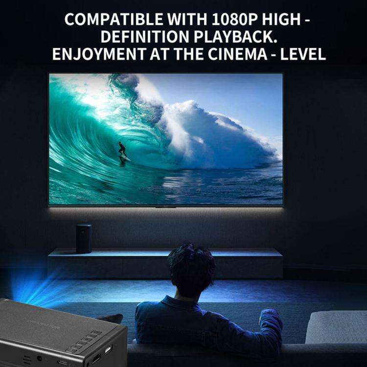 M200S 1080P High Definition Portable Mini LED Projector, Plug Type:UK Plug(Black)