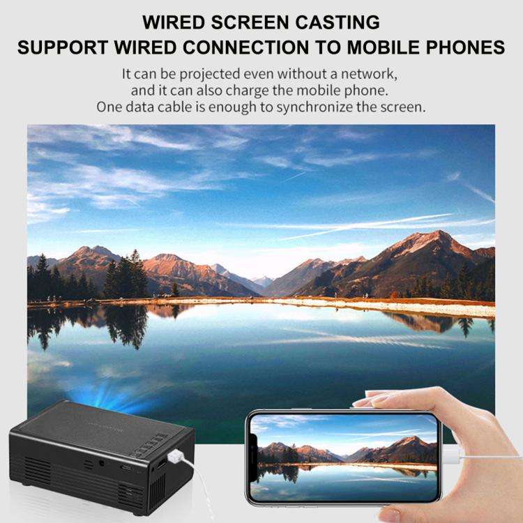 M200S 1080P High Definition Portable Mini LED Projector, Plug Type:UK Plug(Black)