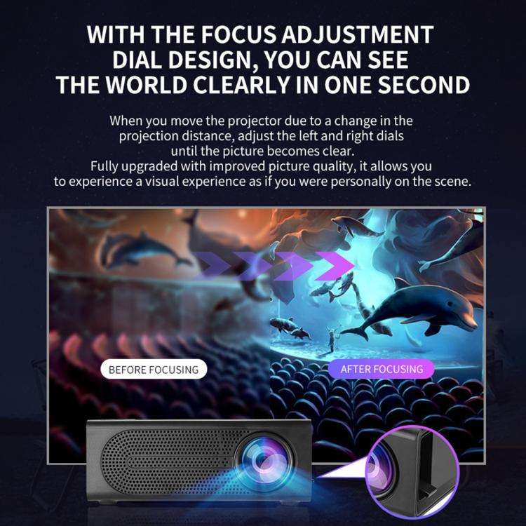 M200S 1080P High Definition Portable Mini LED Projector, Plug Type:EU Plug(Black)