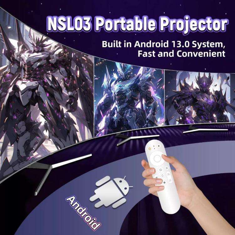 NSL03 Portable Ultra-Thin Automatic Calibration Smart HD Projector, Plug Type:UK Plug(Milky White)