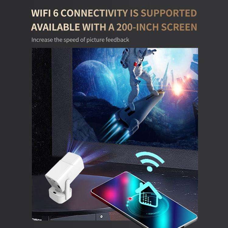 P30 Max Android 13 4K High Definition Smart Portable Projector with Built-in Speaker, EU Plug(Black)