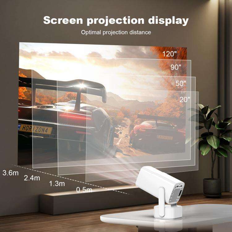 P30 Max Android 13 4K High Definition Smart Portable Projector with Built-in Speaker, EU Plug(White)