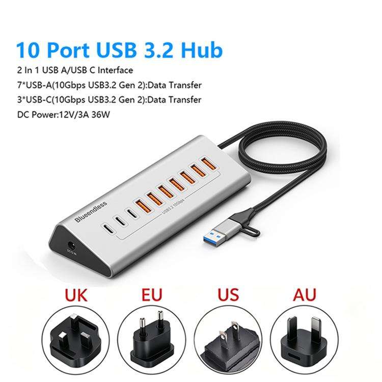 Blueendless Type-C / USB-C 2 in 1 Port Multifunctional HUB Docking Station US Plug, Specification...