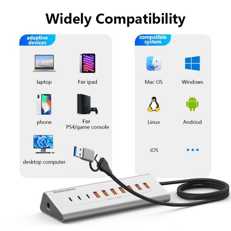 Blueendless Type-C / USB-C 2 in 1 Port Multifunctional HUB Docking Station AU Plug, Specification...