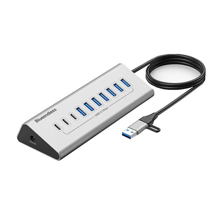 Blueendless Type-C / USB-C 2 in 1 Multifunctional HUB Docking Station EU Plug, Specification:10 P...