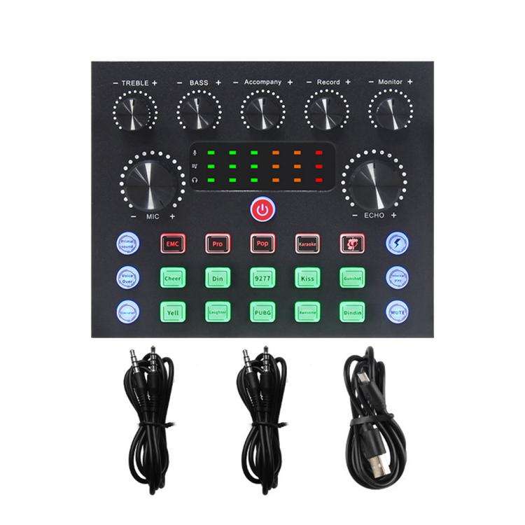 S8 Multi-functional Professional Live Streaming Sound Card Audio Mixer(Black)