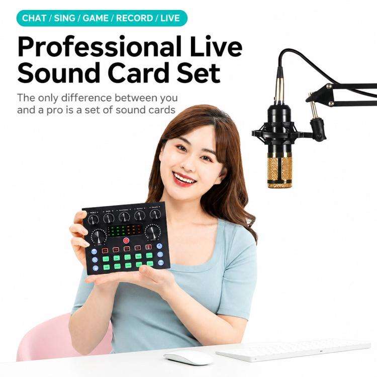 S8 Multi-functional Professional Live Streaming Sound Card Audio Mixer(Black)