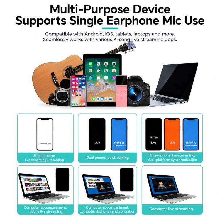 S8 Multi-functional Professional Live Streaming Sound Card Audio Mixer(Black)