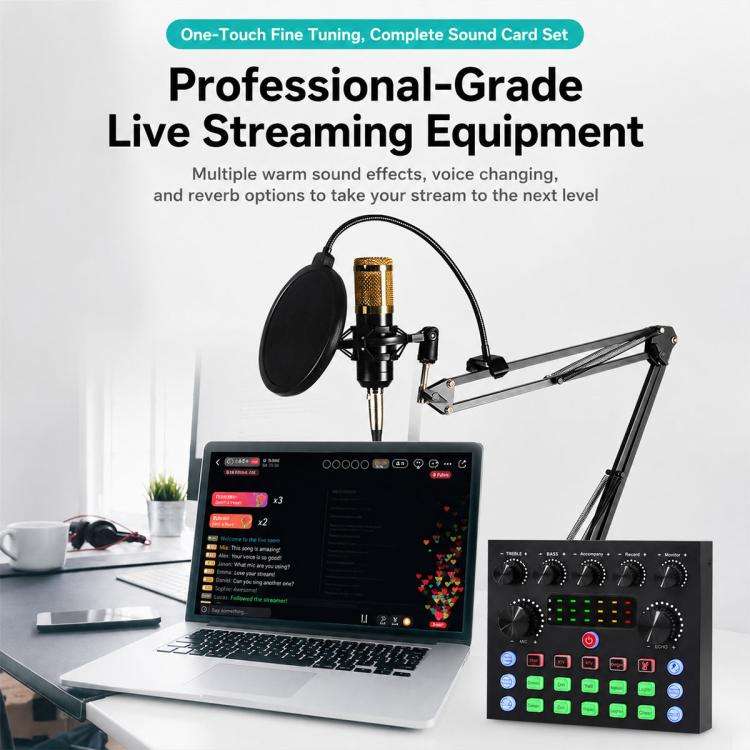 S8 Multi-functional Professional Live Streaming Sound Card Audio Mixer(Black)