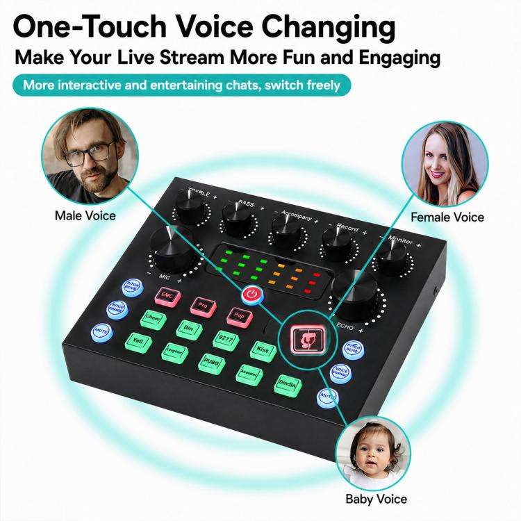 S8 Multi-functional Professional Live Streaming Sound Card Audio Mixer(Black)