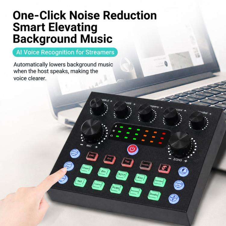 S8 Multi-functional Professional Live Streaming Sound Card Audio Mixer(Black)